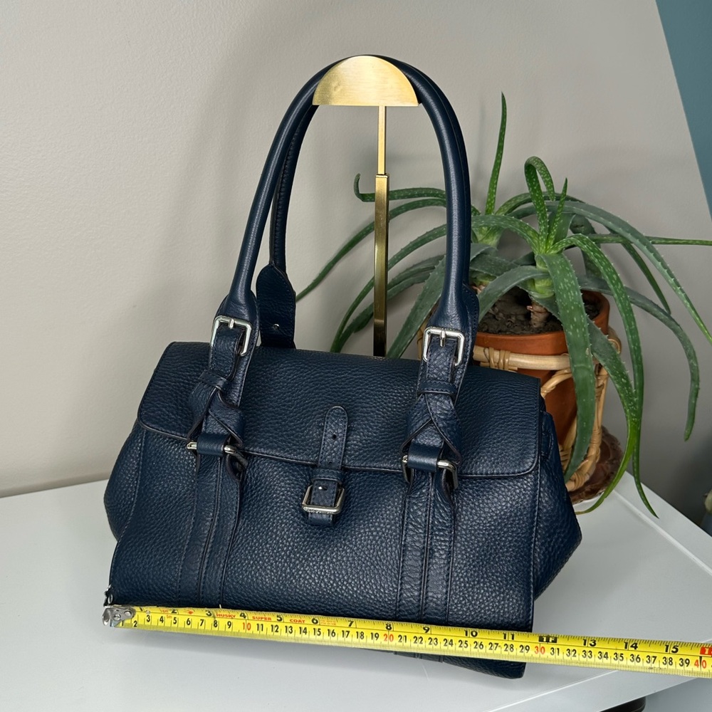 L.K. Bennett “Emma” Navy Pebbled Leather Satchel Bag | Classic British Style - Picture 10 of 11